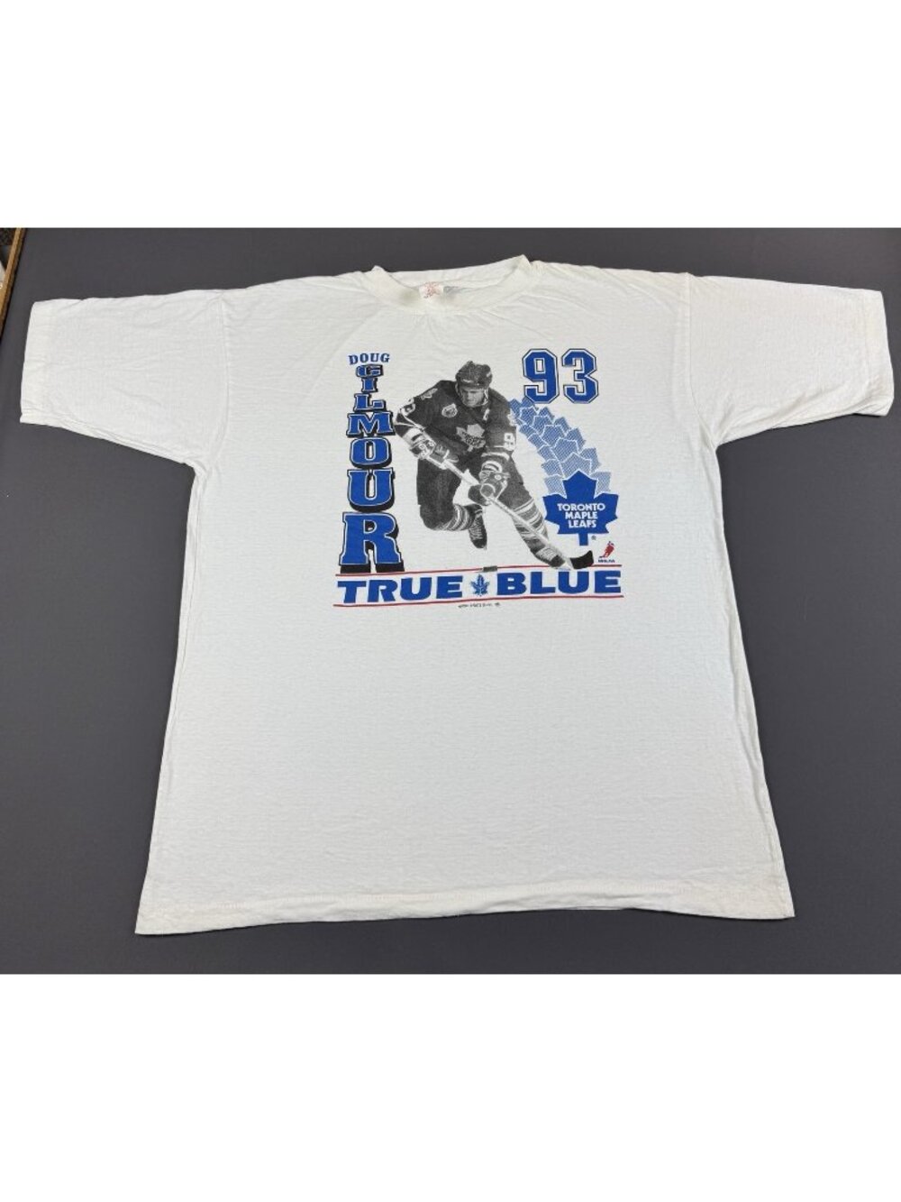 Rare Vintage 90s NHL Toronto Maple Leafs Doug Gilmour Hockey Canada White Shirt